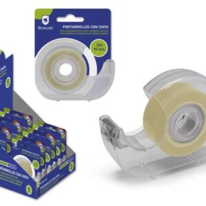 bismark portarrollos con cinta adhesiva transparente cuerpo de plastico incluye cinta de 33mx1.9cm ideal para uso escolar color transparente