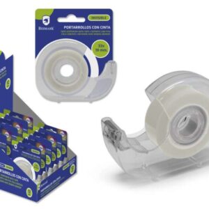 bismark cinta adhesiva invisible 19mmx33m con portarrollos cuerpo de plastico ideal para uso escolar transparente