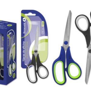 bismark tijeras de oficina acero inoxidable 19cm empuñadura ergonomica muy ligeras y resistentes empaquetadas en blister colores surtidos