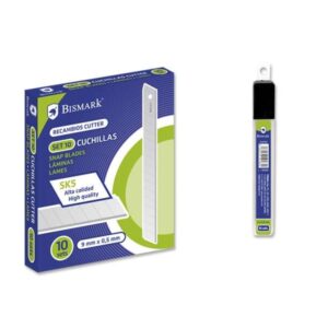 bismark blister de 10 cuchillas de recambio en acero de alta calidad medida 9mmx0.5mm acero sk5