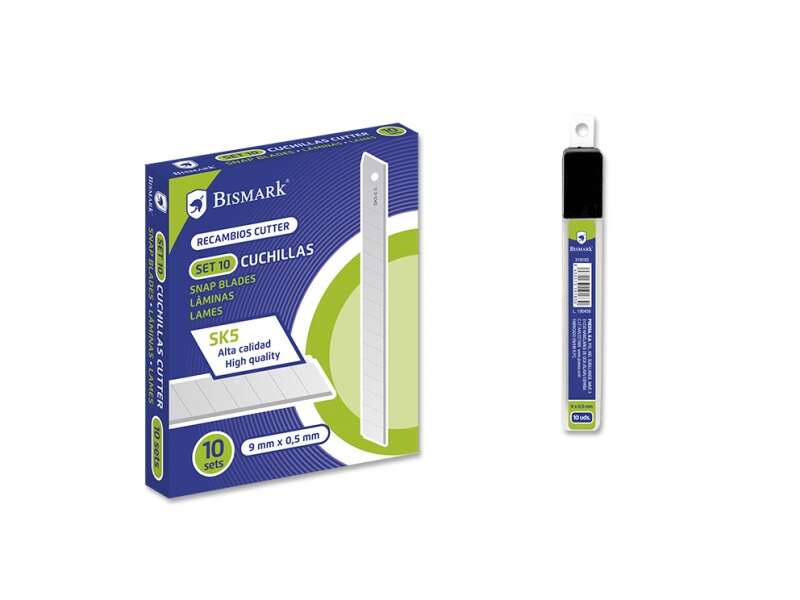 bismark blister de 10 cuchillas de recambio en acero de alta calidad medida 9mmx0.5mm acero sk5