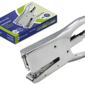 bismark grapadora de tenaza cromada capacidad de grapado 40 hojas diseño ergonomico alta durabilidad color plata