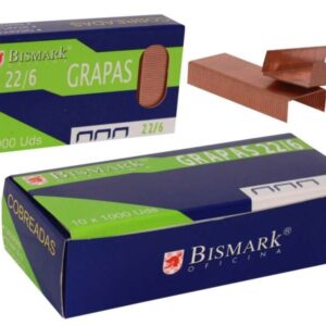 bismark caja de 1000 grapas de alambre de alta calidad modelo 22/6 cobreadas