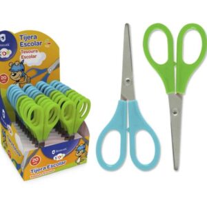 bismark kids tijera escolar 13cm mangos en plastico punta roma colores azul y verde