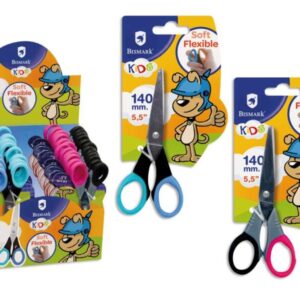 bismark kids soft flex tijera escolar 14cm hojas de acero inoxidable mangos soft flex punta roma 2 diseños surtidos