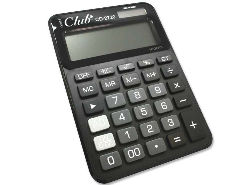 ingraf cd 2720 12 calculadora de 12 digitos 4 teclas de memoria tecla de doble cero calculo de porcentaje tecla de suma extragrande tecla de margen de costes alimentacion solar y a pilas color negro