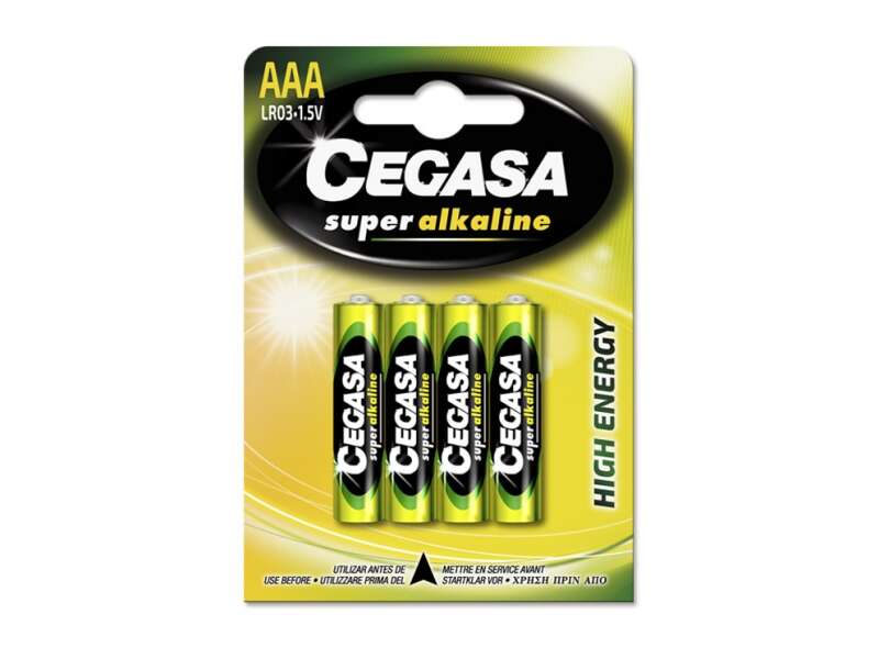 cegasa super alcaline pack de 4 pilas lr03 aaa alta tecnologia fiabilidad elevado rendimiento maximas prestaciones