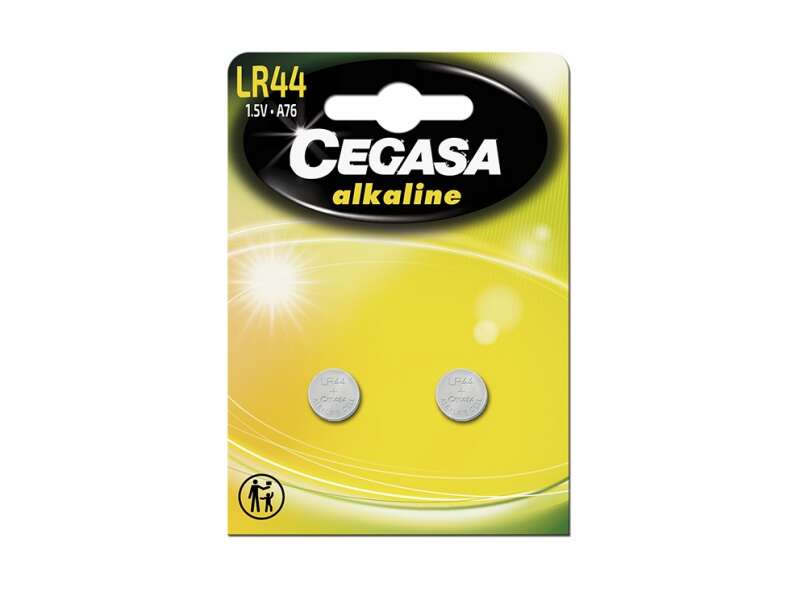 cegasa lr44 pack de 2 pilas lr44 1.5v ideal para mandos a distancia, juguetes y termometros digitales