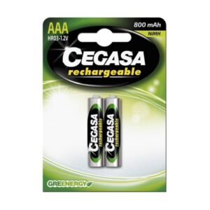 cegasa rechargeable pack de 2 pilas recargables aaa hr03 800mah