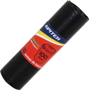 jupiter rollo de 10 bolsas de basura de 100l primera calidad color negro