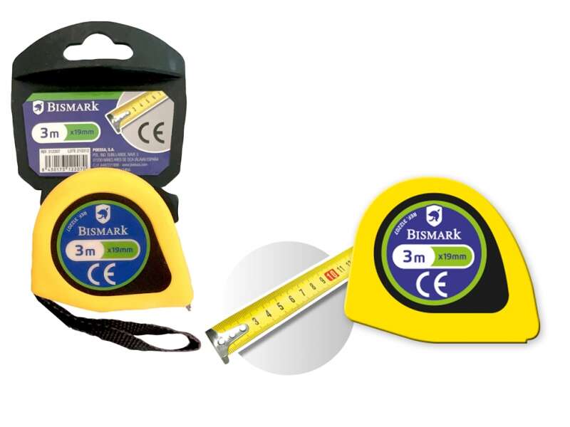 bismark flexometro 3m con freno cinta para la muñeca resistente para hogar y oficina color amarillo