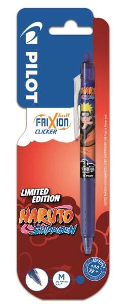 pilot frixion clicker naruto shippuden boligrafo de gel retractil borrable punta de bola 0.7mm trazo 0.4mm grip de agarre color azul