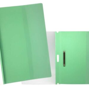yes dossier con fastener para 30 hojas a4 portada transparente, trasera verde fabricado en polipropileno