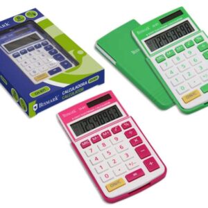bismark calculadora escolar de 8 digitos tapa dura funciones basicas y memoria alimentacion solar y a pilas colores surtidos
