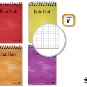 golden cuaderno espiral superior 8º apaisado (153x102mm) 80 hojas 60gr cuadricula 4x4 tapa plastificada margen remarcado colores surtidos
