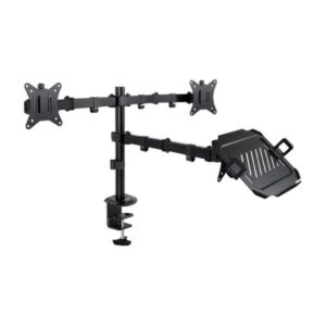 tooq soporte de mesa para 2 monitores de 17" 32" + bandeja para portatil gestion de cables peso max 9kg x brazo vesa 100x100mm