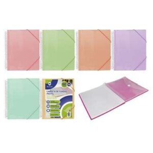bismark carpeta espiral 60 fundas transparentes polipropileno tamaño a4 espiral plastica indeformable apertura 360 grados gomas de cierre colores pastel