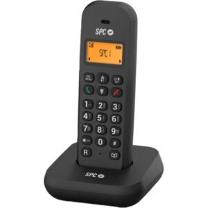spc keops telefono fijo inalambrico dect pantalla iluminada agenda 50 contactos identificador de llamadas color negro