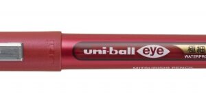 uni ball ub 150 38 eye ultra micro boligrafo de tinta liquida punta de bola 0.38mm tinta resistente al agua y luz sistema de control de tinta color rojo