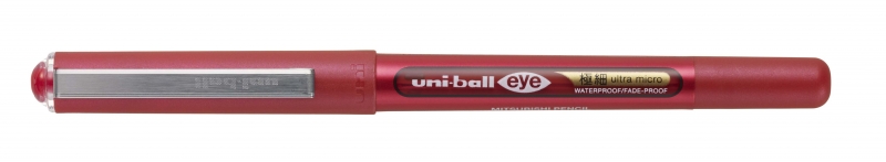 uni ball ub 150 38 eye ultra micro boligrafo de tinta liquida punta de bola 0.38mm tinta resistente al agua y luz sistema de control de tinta color rojo