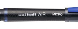 uni ball air micro uba 188 m rollerball punta de acetato plastico 0.5mm tinta pigmentada resistente al agua y luz color azul