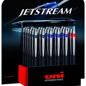 uni ball sxn 210 jetstream expositor de 36 boligrafos retractiles punta de bola 1mm tinta pigmentada resistente al agua y luz secado instantaneo ideal para zurdos colores surtidos