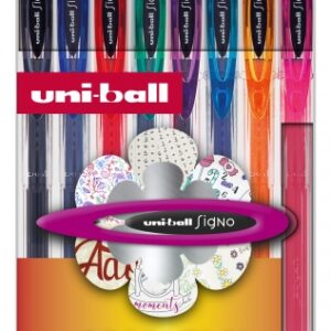 uni ball signo basico pack de 8 boligrafos de tinta gel punta de bola 0.7mm tinta resistente al agua y luz colores surtidos