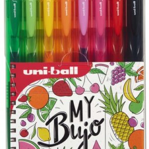 uni ball signo rt1 umn 155n estuche de 8 boligrafos retractiles punta de bola 0.7mm tinta de gel mejorada agarre de goma color surtido