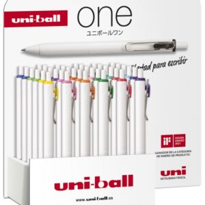 uni ball one umn s 07 expositor de 36 boligrafos de tinta punta de bola 0.7mm escritura ultra fluida agarre suave y comodo color surtido