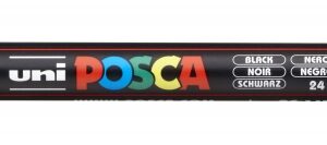 posca pc 1mr marcador de pintura punta roller de fibra 0.7mm tinta pigmentada base al agua resistente a la luz color negro