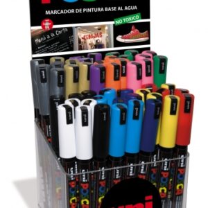 posca pc 1mr expositor de 48 marcadores de pintura punta roller de fibra 0.7mm tinta pigmentada base al agua resistente a la luz colores surtidos