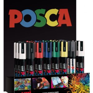 posca pc 5m expositor de 36 marcadores de pintura punta de bala 1.8 2.5mm tinta base al agua no permanente resistente a la luz colores surtidos