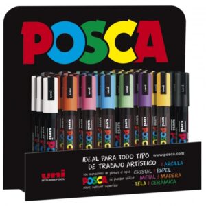 posca pc 5m expositor de 36 marcadores de pintura punta de bala 1.8 2.5mm tinta base al agua no permanente resistente a la luz colores surtidos