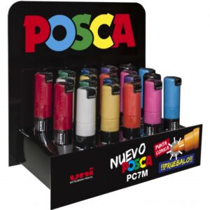 posca pc 7m expositor de 20 marcadores de pintura punta de bala 4.5 5.5mm tinta base al agua resistente a la luz colores surtidos