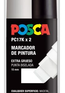posca pc 17k estuche de 2 marcadores de pintura punta biselada de poliester 15mm ancho de trazo muy grueso tinta base al agua resistente a la luz no permanente color surtido