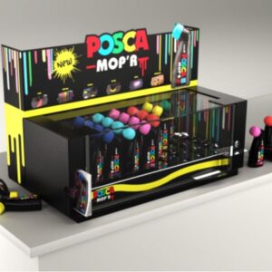 posca mop'r expositor 62 marcadores de pintura punta redondeada de gomaespuma 3 19mm multi efectos tinta base al agua no permanente resistente a la luz inodoro color surtido
