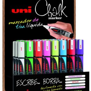 uni ball chalk pwe 5m expositor de 36 marcadores de tiza liquida punta conica 1.8 2.5mm borrado en humedo resistente a la lluvia colores surtidos