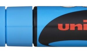 uni ball pwe 8k marcador de tiza liquida punta biselada 8mm borrado en humedo resistente a la lluvia color azul claro