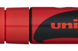 uni ball pwe 8k marcador de tiza liquida punta biselada 8mm borrado en humedo resistente a la lluvia color rojo