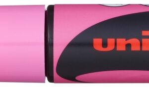 uni ball pwe 8k marcador de tiza liquida punta biselada 8mm borrado en humedo resistente a la lluvia y exteriores color rosa