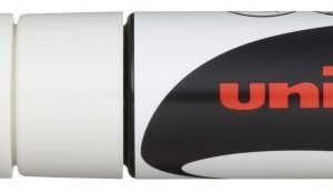 uni ball pwe 8k marcador de tiza liquida punta biselada 8mm borrado en humedo resistente a la lluvia color blanco