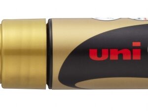 uni ball pwe 8k marcador de tiza liquida punta biselada 8mm borrado en humedo resistente a la lluvia y exteriores color oro