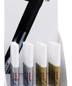 uni ball px 203 paint marker expositor de 16 marcadores de pintura punta acrilica 1mm permanente en todas las superficies resistente a luz y agua colores oro y plata