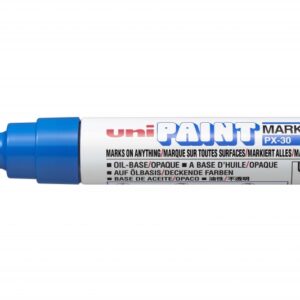 uni ball px 30 marcador de pintura punta biselada acrilica 4 8.5mm linea gruesa cuerpo de aluminio tinta permanente resistente a luz y agua color azul