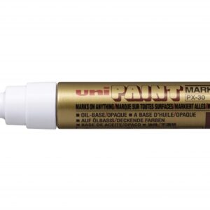 uni ball px 30 marcador de pintura punta biselada acrilica 4 8.5mm linea gruesa cuerpo de aluminio tinta permanente resistente a luz y agua color oro