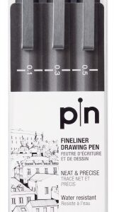 uni ball uni pin pack de 3 rotuladores calibrados 0.1, 0.3, 0.5 punta poliacetal tinta pigmentada resistente al agua y luz ideal para dibujo profesional y escritura color negro