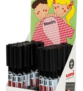 uni ball pna 125 super ink expositor de 36 marcadores textiles punta acrilica 0.9mm tinta pigmentada base aceite color negro