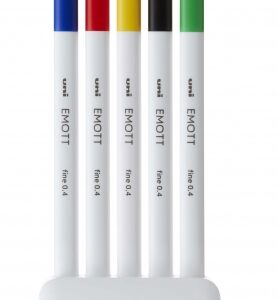 uni ball pem sy set nº1 emott vivid colors pack de 5 rotuladores de linea fina punta 0.4mm tinta a base de agua diseño innovador ancho de linea constante colores surtidos