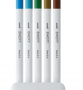 uni ball pem sy set nº4 emott island colors pack de 5 rotuladores de linea fina punta 0.4mm tinta a base de agua diseño innovador ancho de linea constante colores surtidos