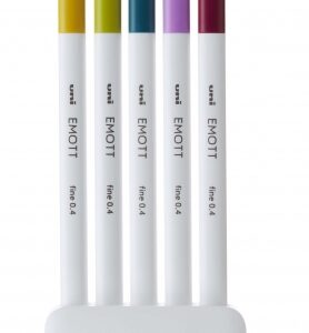 uni ball pem sy set nº8 emott retro colors pack de 5 rotuladores de linea fina punta 0.4mm tinta a base de agua diseño innovador ancho de linea constante colores surtidos